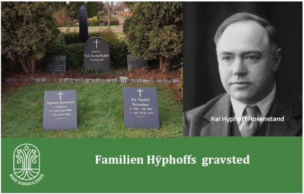Portrætbillede af Kai Hyphoff Rosenstand og billede af familiegravstedet